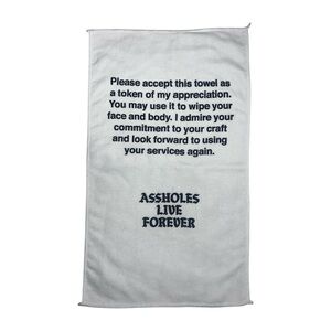 ASL Hand/Face White Towel with Black Text Funny Gift